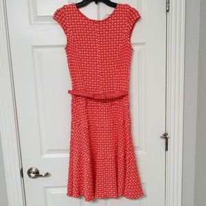 Sharagano Size 4 Orange Fit and Flare Dress